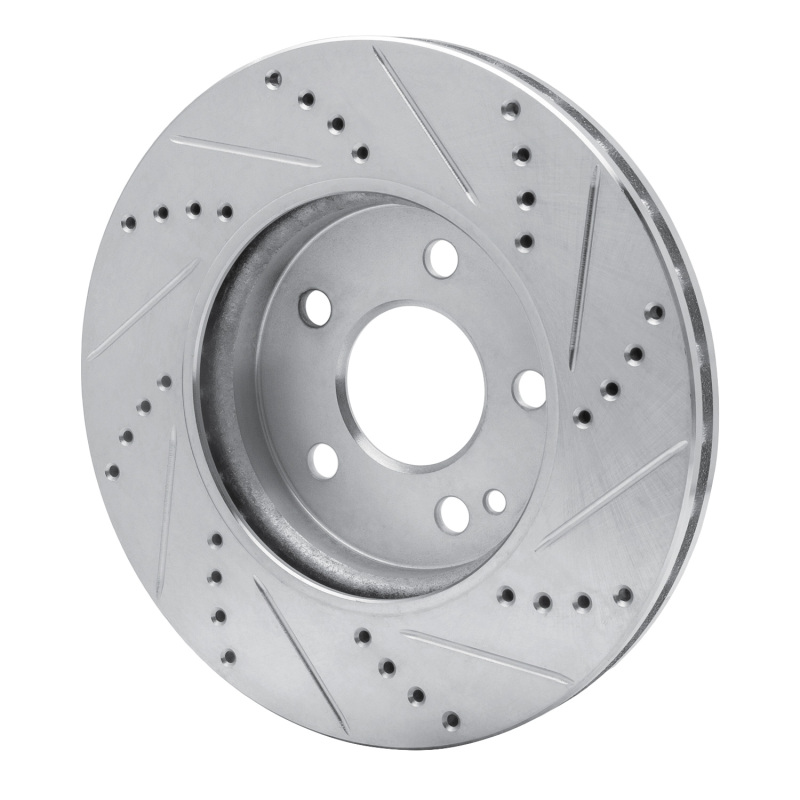 Mercedes-Benz B200 Brake Rotor (1) - Front Left - R1 Concepts - Drilled & Slotted - Silver - `06-`11